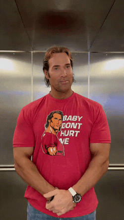 Mike O'Hearn Riding Elevator Red Tee GIF
