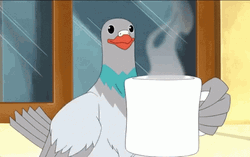 Mike Tyson Pigeon Drinking Coffee GIF
