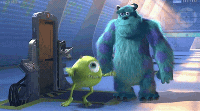 Mike Wazowski And Sully From Monsters Inc Are Holding Hands GIF