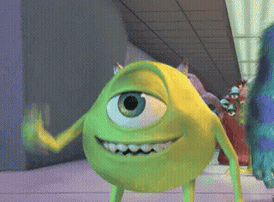 Mike Wazowski From Monsters Inc Waving His Hand GIF