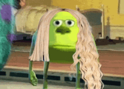 Mike Wazowski In A Blond Long Hair Meme GIF