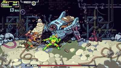 Mikey Fighting Rat King GIF