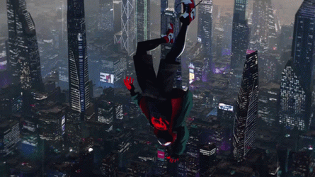 Miles Morales Spiderman Hanging Upside Down GIF