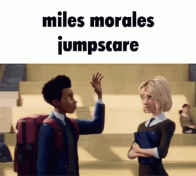 Miles Morales Spiderman Jumpscare With Gwen GIF