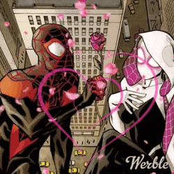 Miles Morales Spiderman Spider-Gwen Sweet Moment GIF