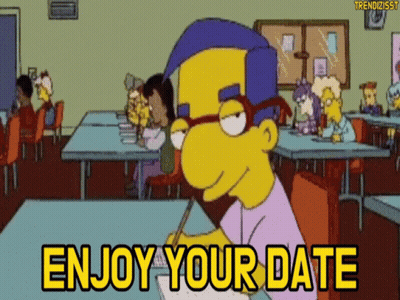 Milhouse Sitting At Table Saying Enjoy Your Date GIF