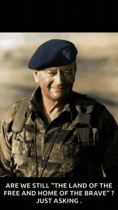 Military Man Asking Land Of The Free GIF
