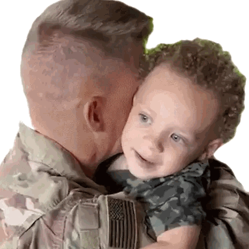 Military Man Kissing Baby Sticker
