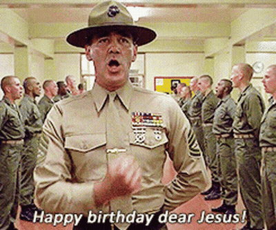 Military Man Says Happy Birthday Dear Jesus GIF