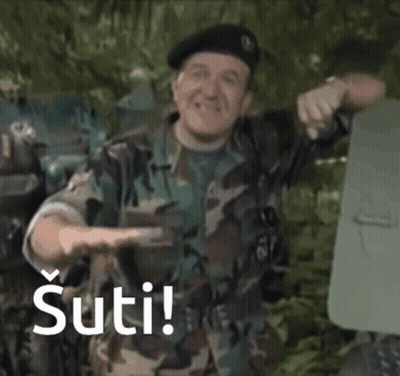 Military Man With Green Shield Says Suti GIF