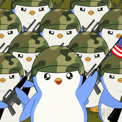 Military Penguins In Uniforms And Helmets GIF