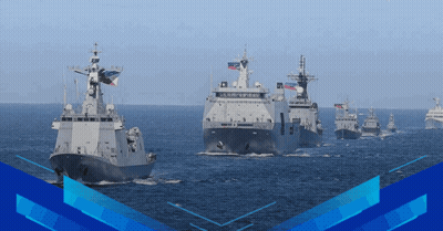 Military Ships With Number 14 In Ocean GIF