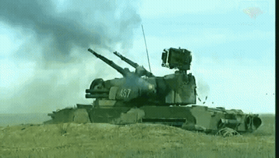 Military Tank On Hill With Smoke GIF
