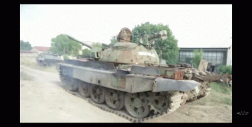 Military Tank With Sticker GIF