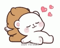 Milk And Mocha Bear Back Lean Popping Hearts GIF