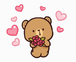 Milk And Mocha Bear Flower Bouquet GIF