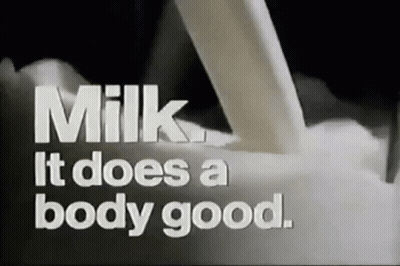 Milk Is Poured Into A Glass With The Words Milk It Does A Body Good GIF