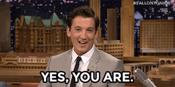 Milles Teller Pointing Yes You Are GIF