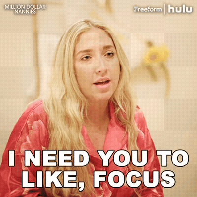 Million Dollar Nannies Poster Woman In Red Robe Saying I Need You To Like Focus GIF