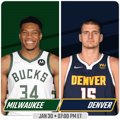 Milwaukee And Denver Basketball Players Standing Together GIF