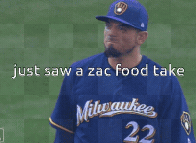 Milwaukee Baseball Player Making Face Saying Just Saw A Zac Food Take GIF