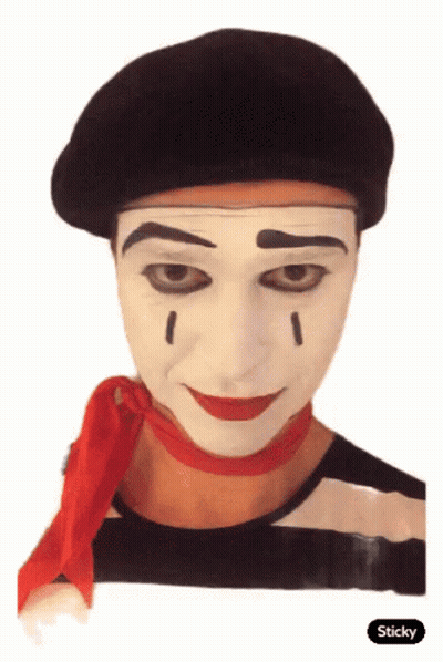 Mime With Red Scarf And Sticky Sticker GIF