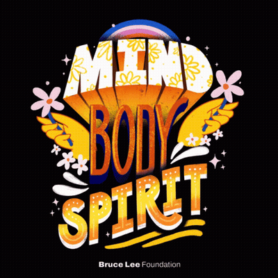 Mind Body Spirit On Black Background GIF