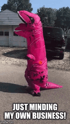 Minding My Business Dinosaur Mascot GIF