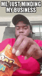 Minding My Business Eating Chips GIF