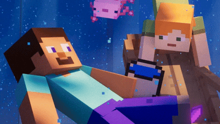 Minecraft Axolotl Under Water GIF