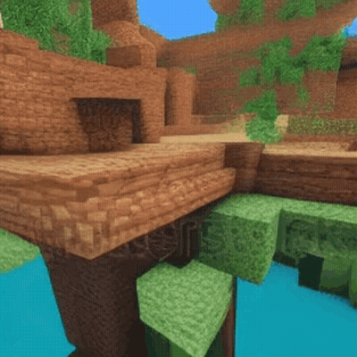 Minecraft Bridge Over River GIF