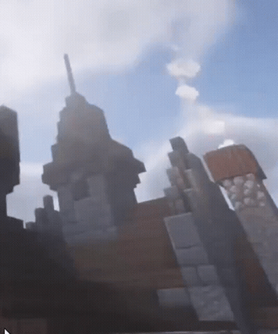 Minecraft Castle Blue Sky Clouds GIF