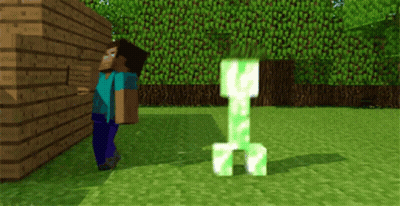 Minecraft Character Beside Creeper GIF