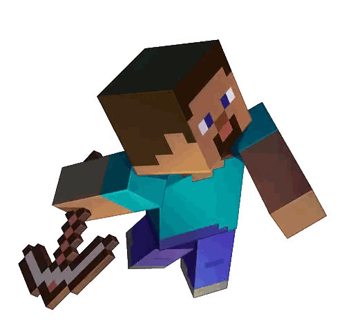 Minecraft Character Holding Sword And Pickaxe Sticker