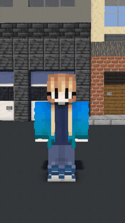 Minecraft Character In Blue Jacket GIF