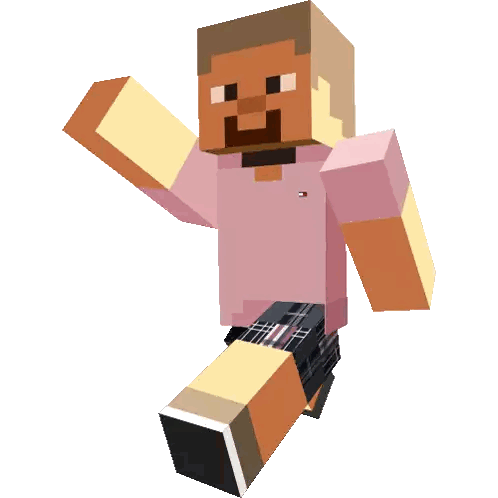 Minecraft Character In Pink Shirt And Plaid Shorts Sticker