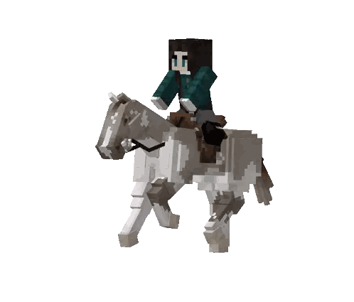 Minecraft Character Riding White Horse Sticker