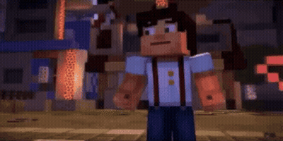Minecraft Character Standing In Front Of Hit Sign GIF