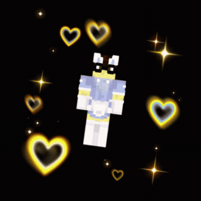 Minecraft Character Surrounded By Glowing Hearts And Stars GIF