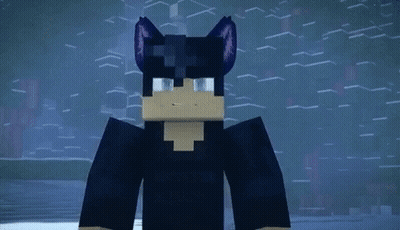 Minecraft Character Wearing Batman Mask Standing In Water GIF