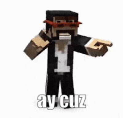 Minecraft Character Wearing Hat And Sunglasses Pointing GIF