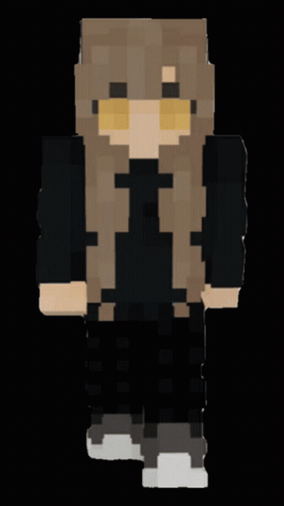 Minecraft Character With Cat Behind Head GIF