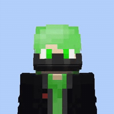 Minecraft Character With Green Hair And Black Jacket GIF
