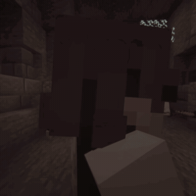 Minecraft Character With Purple Eye In Dark Room GIF