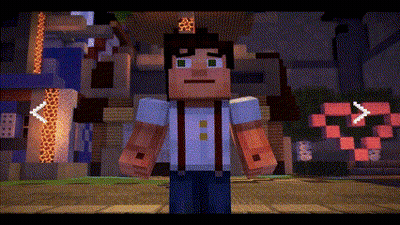 Minecraft Character With Suspenders Standing In Front Of Building GIF