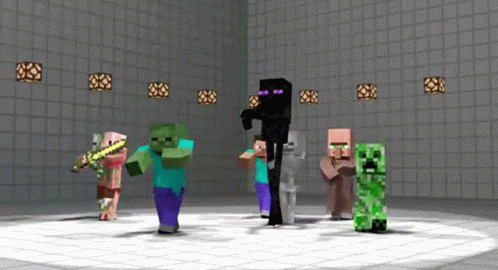 Minecraft Characters Dancing In Circle GIF