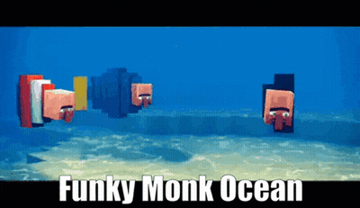 Minecraft Characters Swimming Funky Monk Ocean GIF