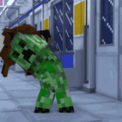 Minecraft Creeper In Subway GIF