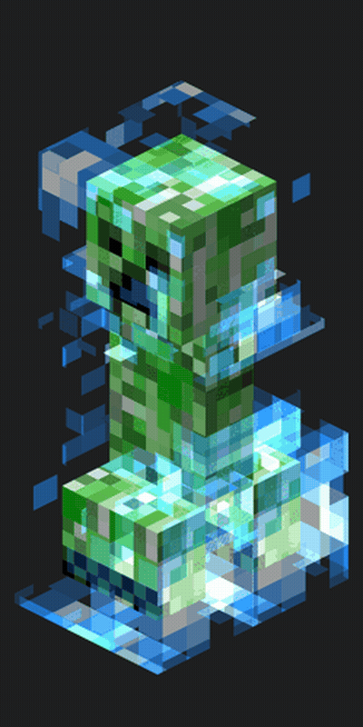 Minecraft Creeper Surrounded By Ice Cubes GIF
