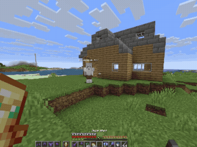 Minecraft House And Villager GIF